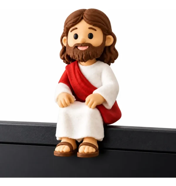 Mini Jesus Sentado Computador Monitor Mesa Prateleira